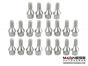 MINI Cooper Lug Bolt Set by Farad - Set of 20 - M14x1.25 - 60° Cone Seat - Silver (R60/ R61 Models)